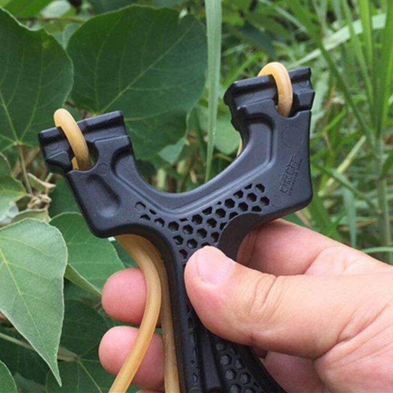 Pocket Archer Crooked Handle Traditional Bow High-precision Big Power Round Leather Flat Rubber Band Double Used Slingshot - INDIAN SLINGSHOT