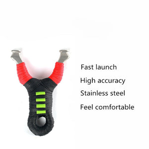 Slingshot Round Rubber Band Flat Leather Dual-Use Bow 304 Stainless Steel Single Card Outdoor Hunting Shooting Fish Slingshot - INDIAN SLINGSHOT