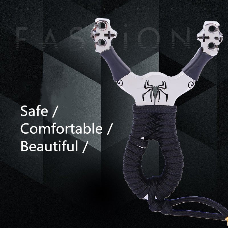 Black Spider Double Card Stainless Steel Slingshot MARKSMAN