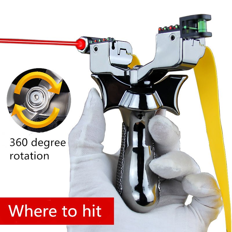 The New 98K Infrared Laser Rotating Flat Rubber Band Group Free Binding Fast Compression Outdoor Sports Big Power Slingshot - INDIAN SLINGSHOT