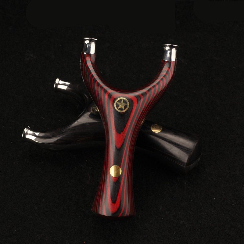 Titanium Steel CNC Vase Mouth Five-star Flying Tiger Flat Leather Slingshot Titanium Steel Recurve Technology Wooden Slingshot - INDIAN SLINGSHOT