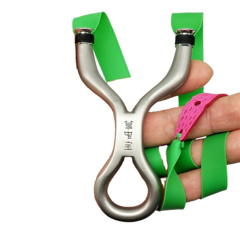 Titanium Steel Recurved Flat Leather Round Head Over-the-top Slingshot 304 Stainless Steel Cold Bend Outdoor Target Shooting Catapult - INDIAN SLINGSHOT