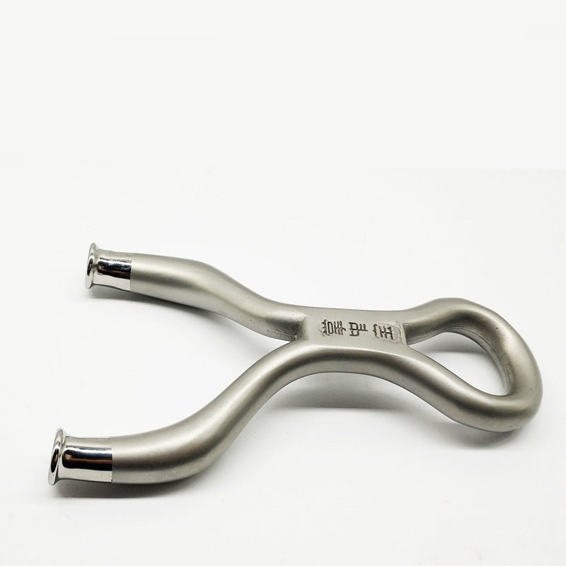 Titanium Steel Recurved Flat Leather Round Head Over-the-top Slingshot 304 Stainless Steel Cold Bend Outdoor Target Shooting Catapult - INDIAN SLINGSHOT